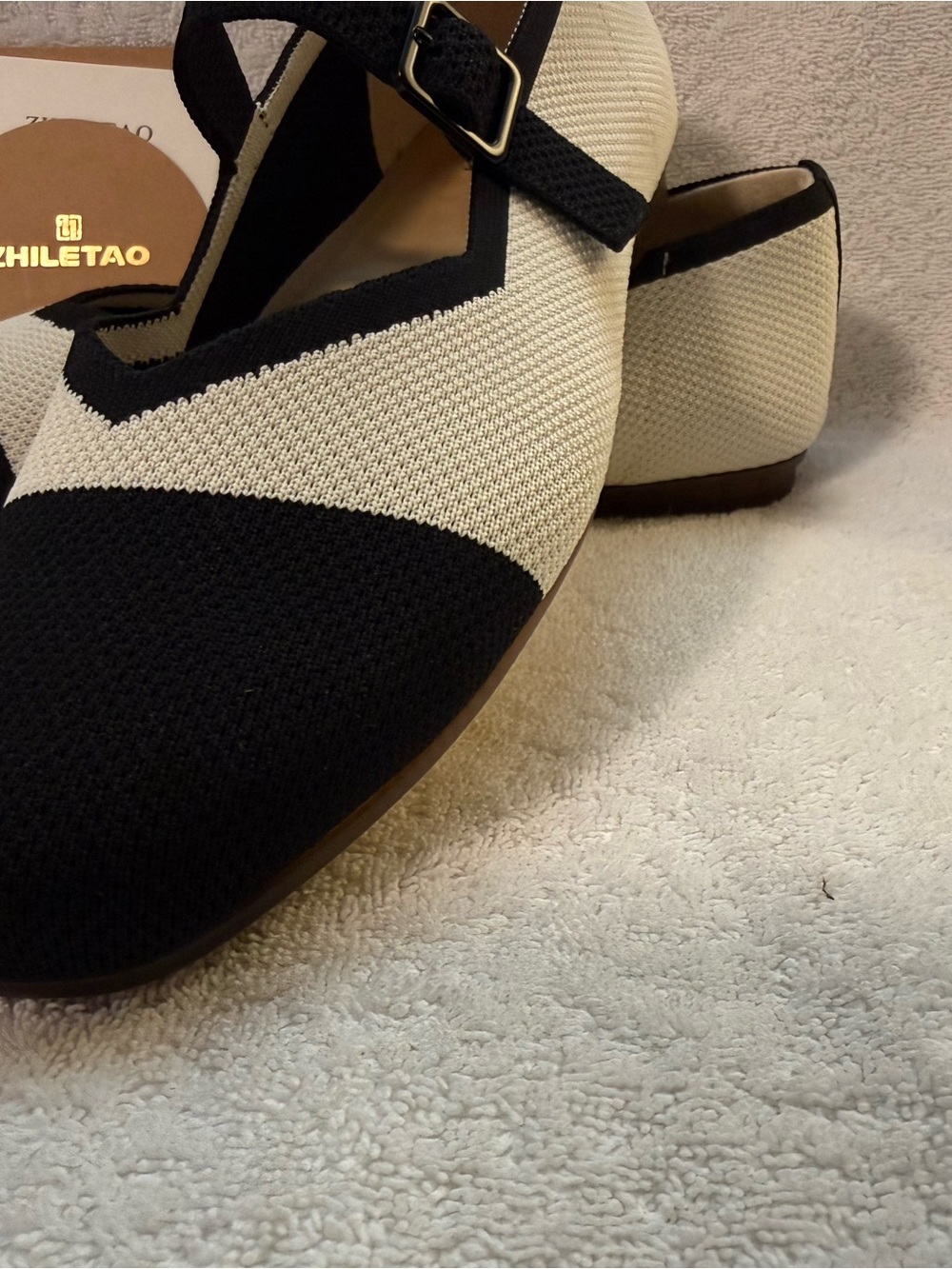 Black and Cream Mary Jane Knit Flats bundle shoes for deeper discount - Picture 4 of 15